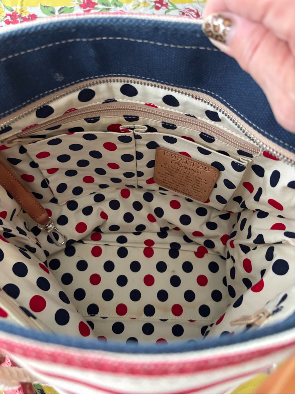 Brighton Nautical Tote with Red Anchor Charm and Red Wallet - Picture 5 of 11